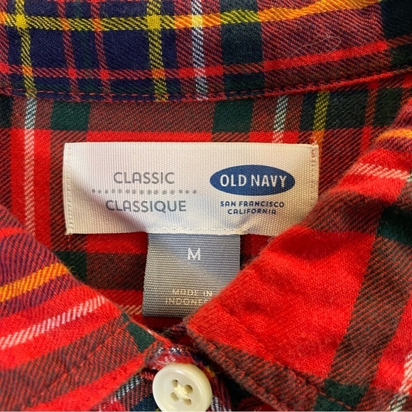 OLD NAVY Women's size M Classic Red Plaid Flannel Button Down Shirt, Long Sleeve - Picture 6 of 6